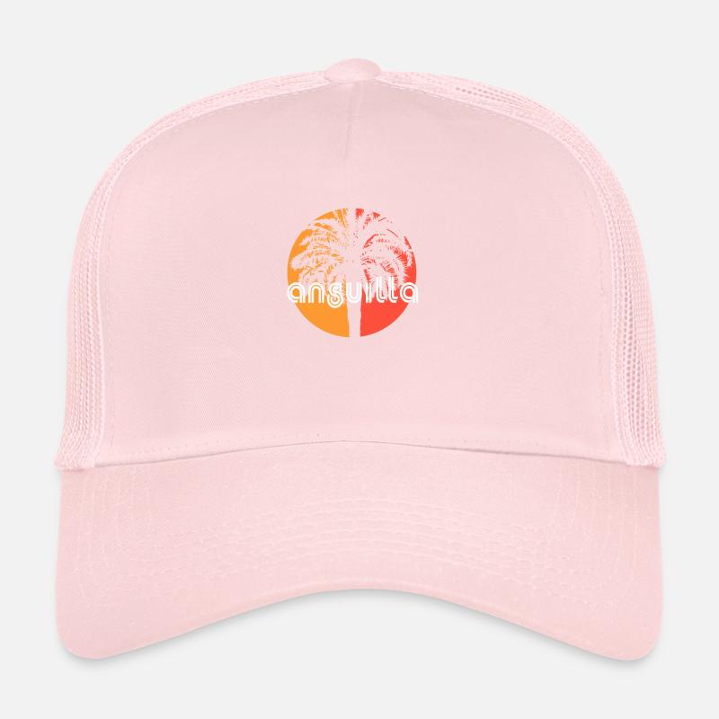 Anguilla Artistic Vacation Souvenir Palm Tree Trucker Cap