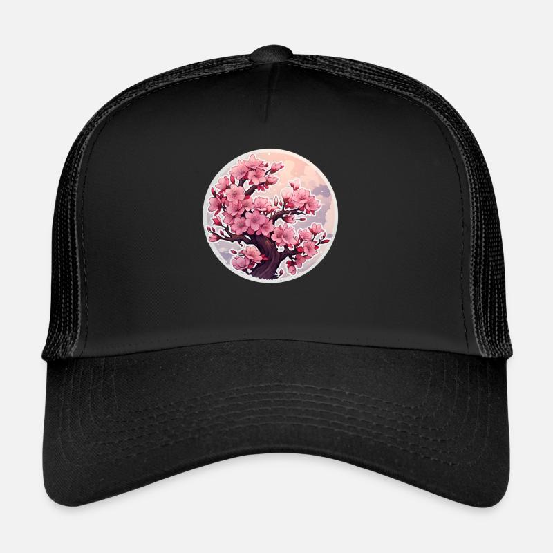 Cerisier en fleurs - Casquette trucker  - noir/noir