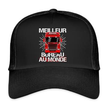 Camion cadeau routier chauffeur poids lourd humour - Casquette trucker  - noir/noir - Devant
