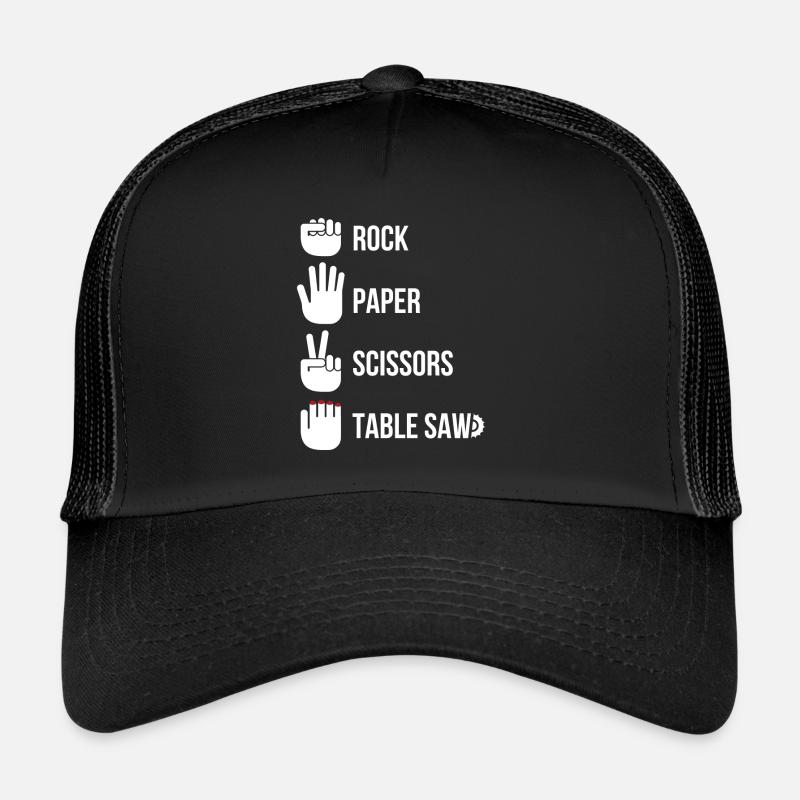 Ciseaux en papier de roche Scie à table Charpentier Casquette trucker 