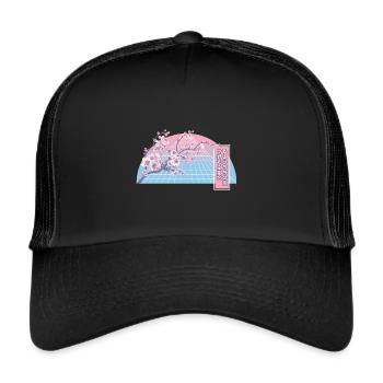 Cherry Blossom Kirschblüte Sakura Flower - Trucker Cap - Schwarz/Schwarz - Vorne