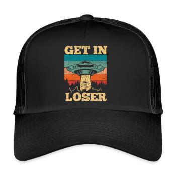 Retro Ufo Alien - Trucker Cap - Schwarz/Schwarz - Vorne