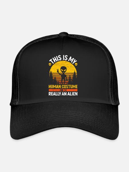 Retro Alien - Trucker Cap - Schwarz/Schwarz