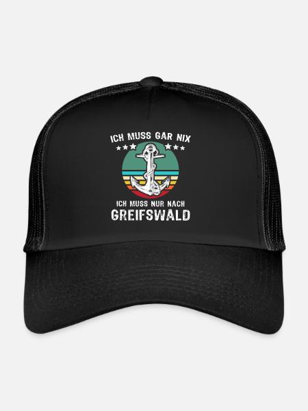 Greifswald Urlaub - Trucker Cap - Schwarz/Schwarz