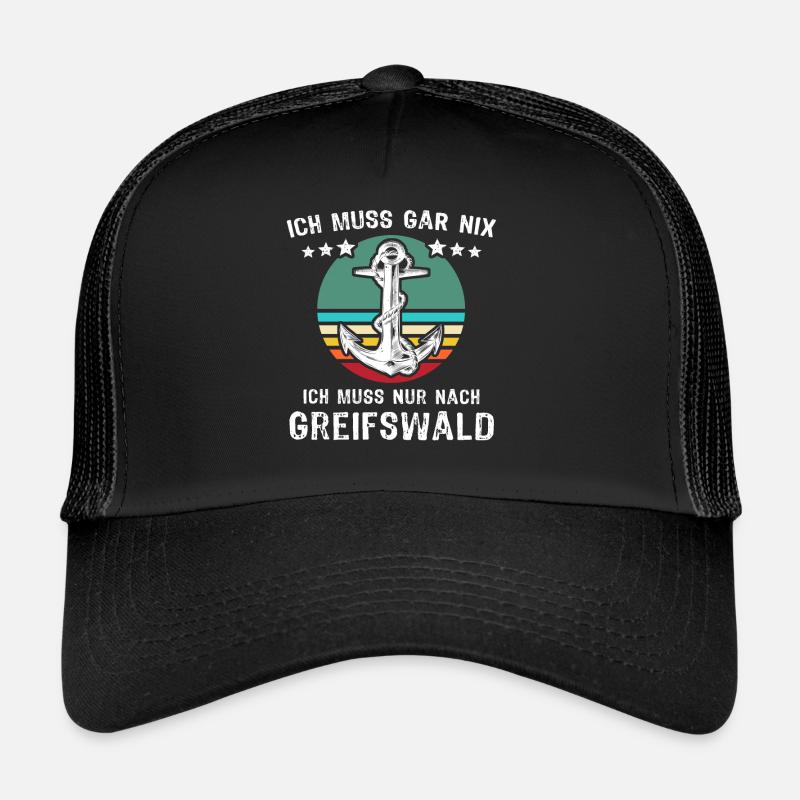 Greifswald Urlaub - Trucker Cap - Schwarz/Schwarz