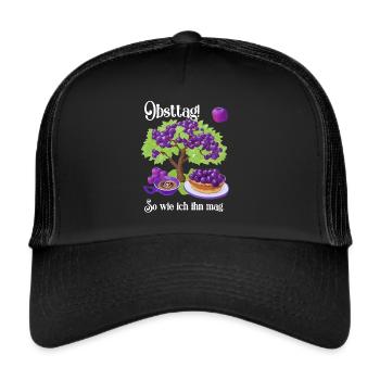 Ma journée de fruits: gâteau aux prunes et café - Casquette trucker  - noir/noir - Devant