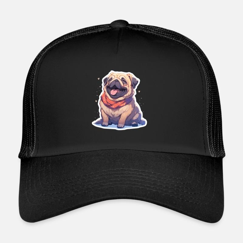 Mops Mops Hund Mops Geschenke Mops Liebhaber - Trucker Cap - Schwarz/Schwarz