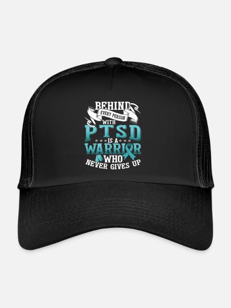 PTSD Warrior | Posttraumatic Stress Disorder - Trucker Cap - black/black - Front