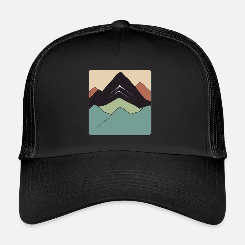Logo - Landscape with mountain in earth tones - Trucker Cap - black/black