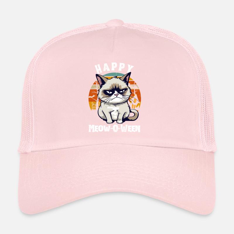 Joyeux Halloween mignon et effrayant avec un chat agacé Casquette trucker 