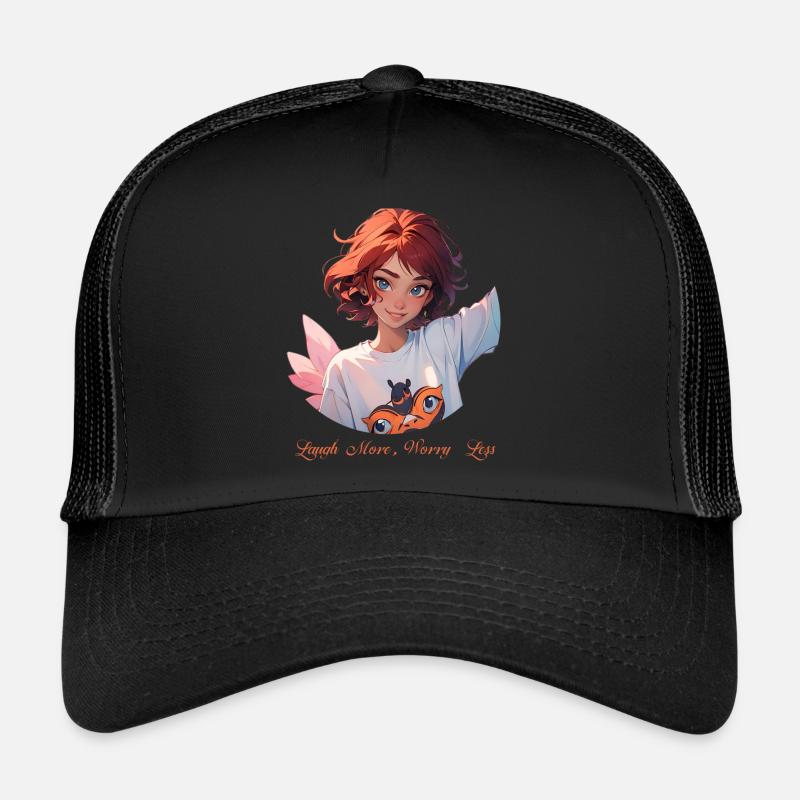 Laugh More Worry Less - Trucker Cap - Schwarz/Schwarz
