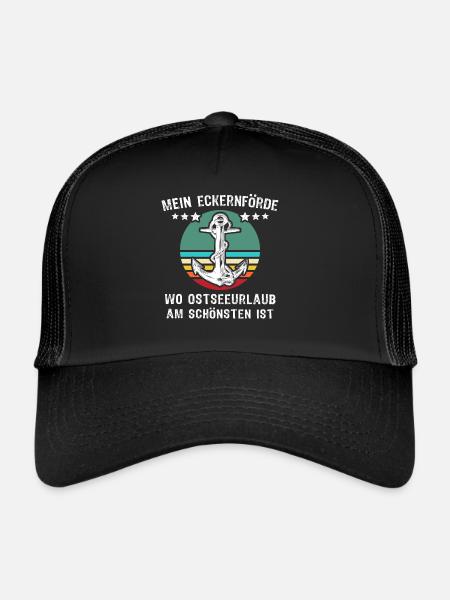 Eckernförde Urlaub Sprüche - Trucker Cap - Schwarz/Schwarz