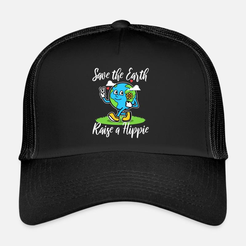 Save The Earth Raise A Hippie - Trucker Cap - Schwarz/Schwarz
