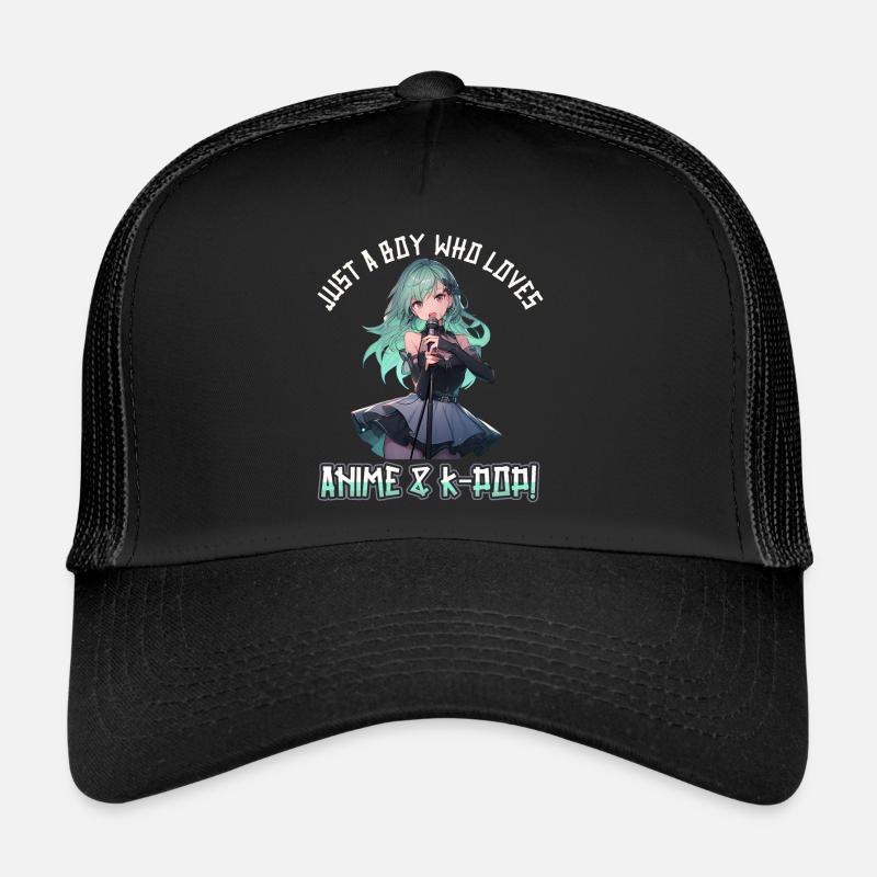 Juste un garçon qui aime l’anime et la K-Pop - Casquette trucker  - noir/noir