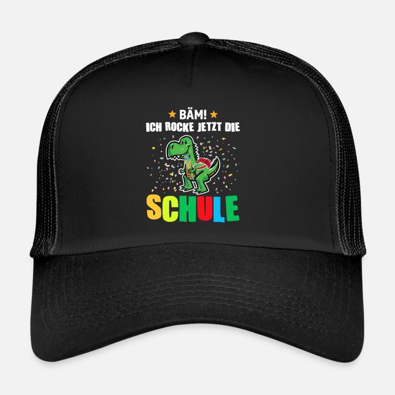Schulkind Dino Erstklässler Geschenk - Trucker Cap - Schwarz/Schwarz