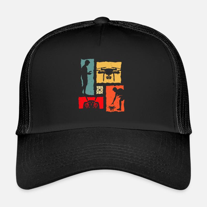 Drone Rétro Drone Pilotes de drones - Casquette trucker  - noir/noir