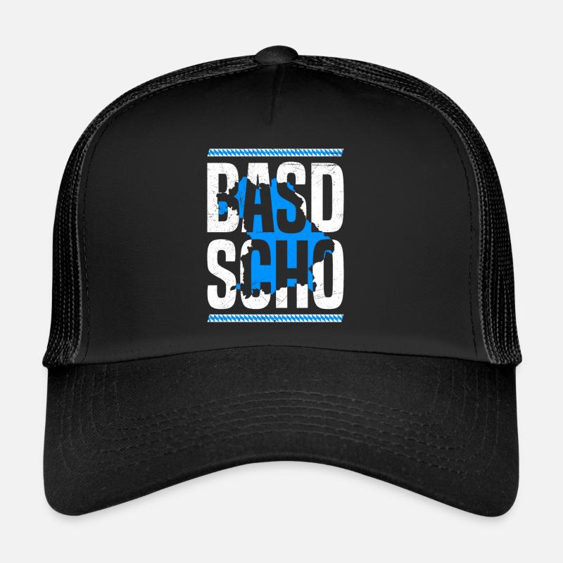 Basd Scho Boarisch Bavaria Flag Bavière Blanc Bleu Casquette trucker 