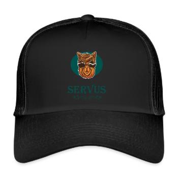 Tracht Bayrisch Trachten Bayern Ersatz Lama Tirol - Trucker Cap - Schwarz/Schwarz - Vorne