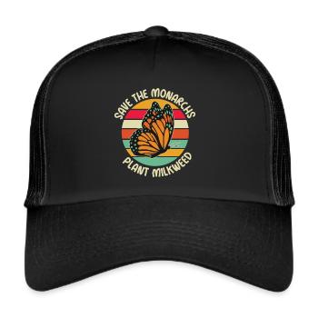 Monarchfalter Butterfly Schmetterling - Trucker Cap - Schwarz/Schwarz - Vorne