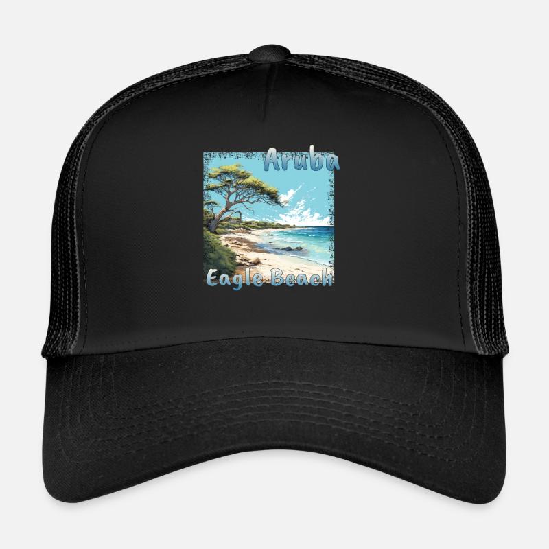 Ambiance estivale à Aruba : Eagle Beach avec un T Grunge Casquette trucker 