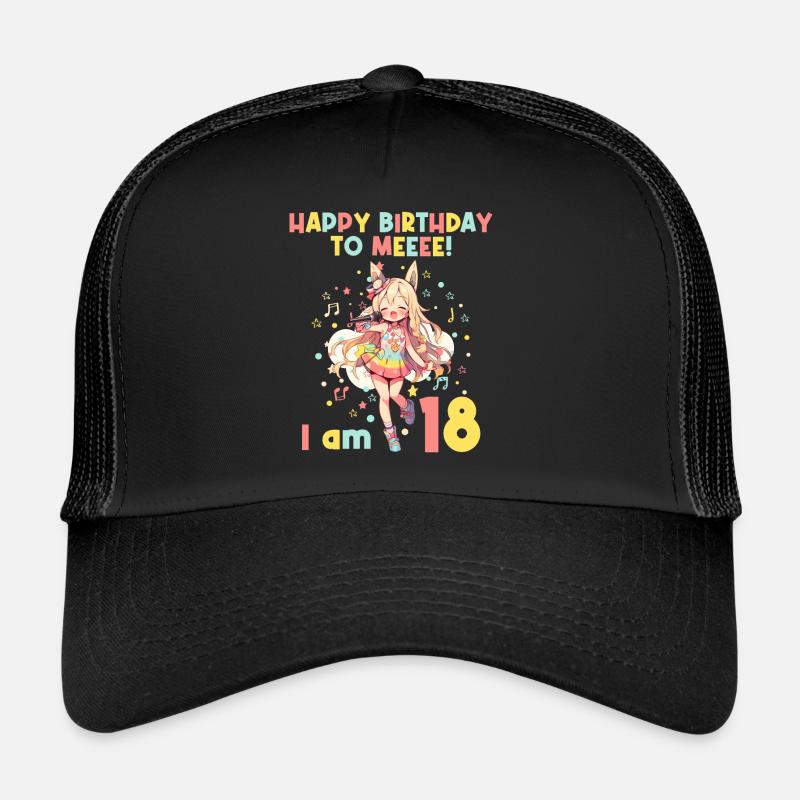 Anime Mandga K-Pop KPop Mädchen 18. Geburtstag - Trucker Cap - Schwarz/Schwarz