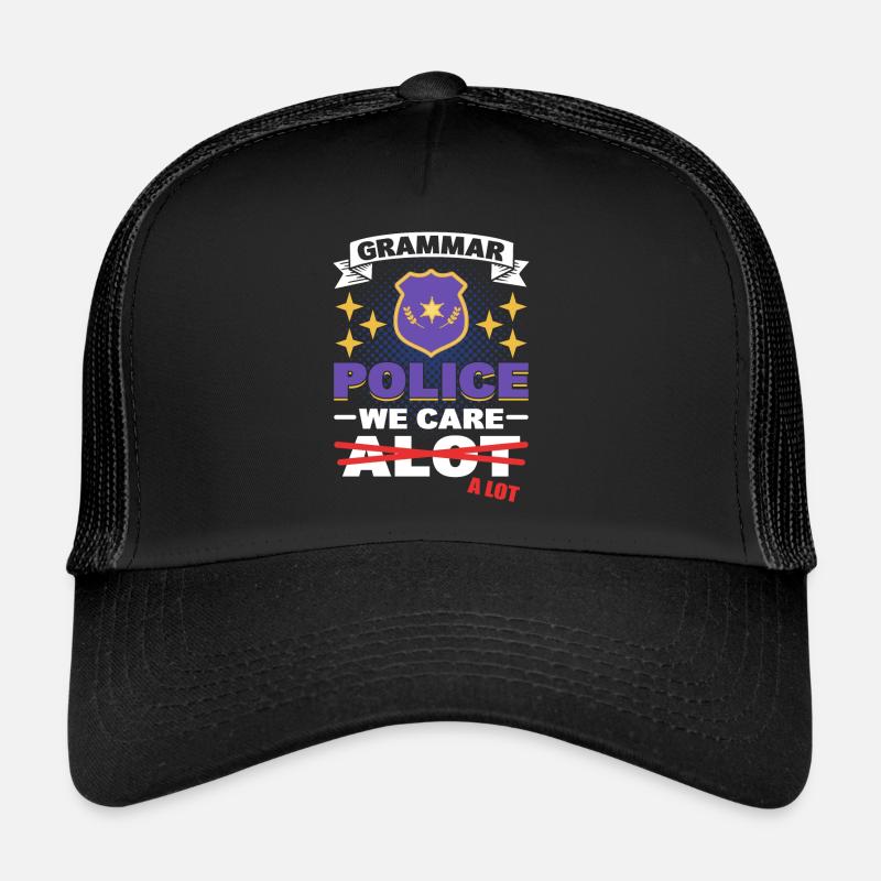 Grammatik-Polizei Wir kümmern uns sehr Trucker Cap