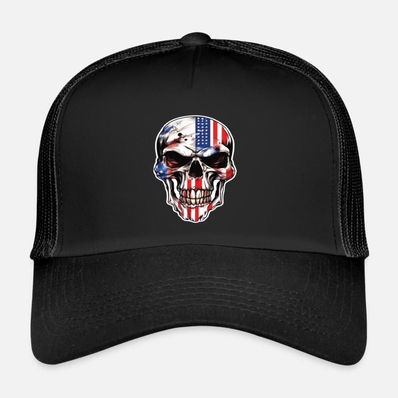 Crânes Crâne Amérique Drapeau Skull Bone Casquette trucker 