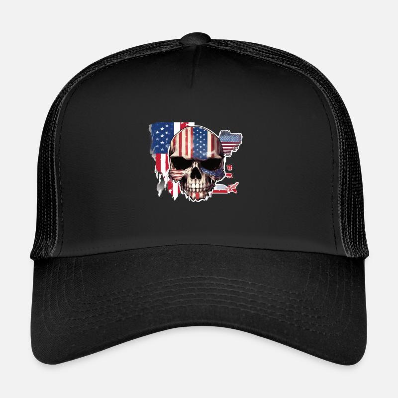 Crânes Crâne Amérique Drapeau Skull Bone Casquette trucker 