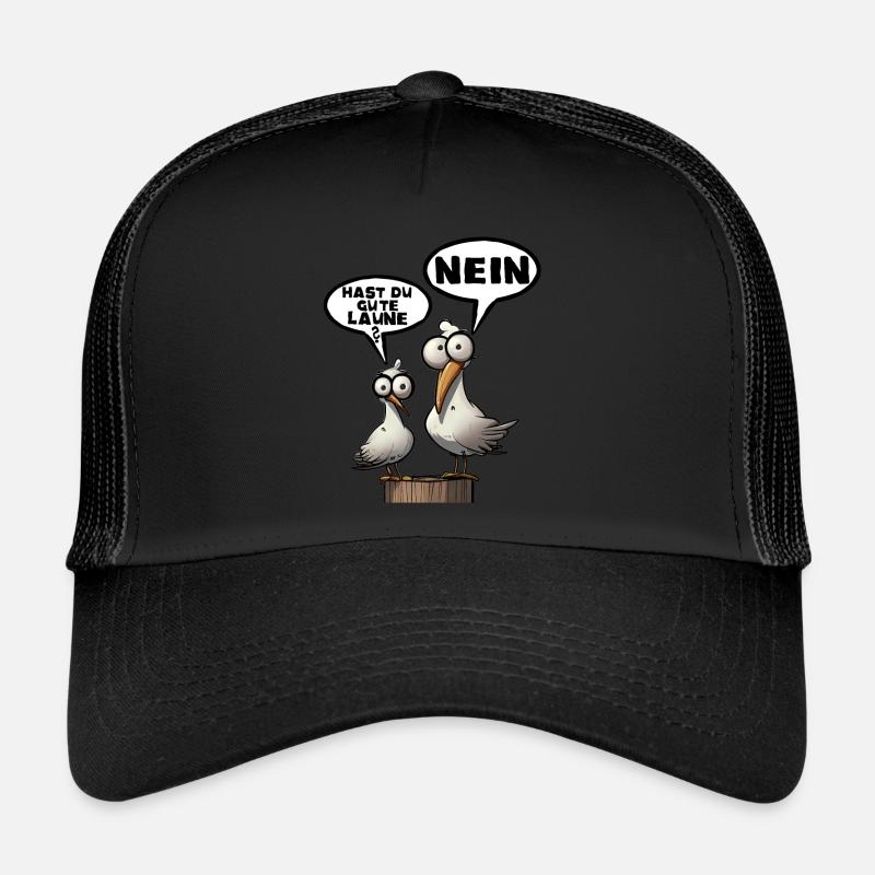 Morgenmuffel Möwe Lachen Fröhlich - Trucker Cap - Schwarz/Schwarz