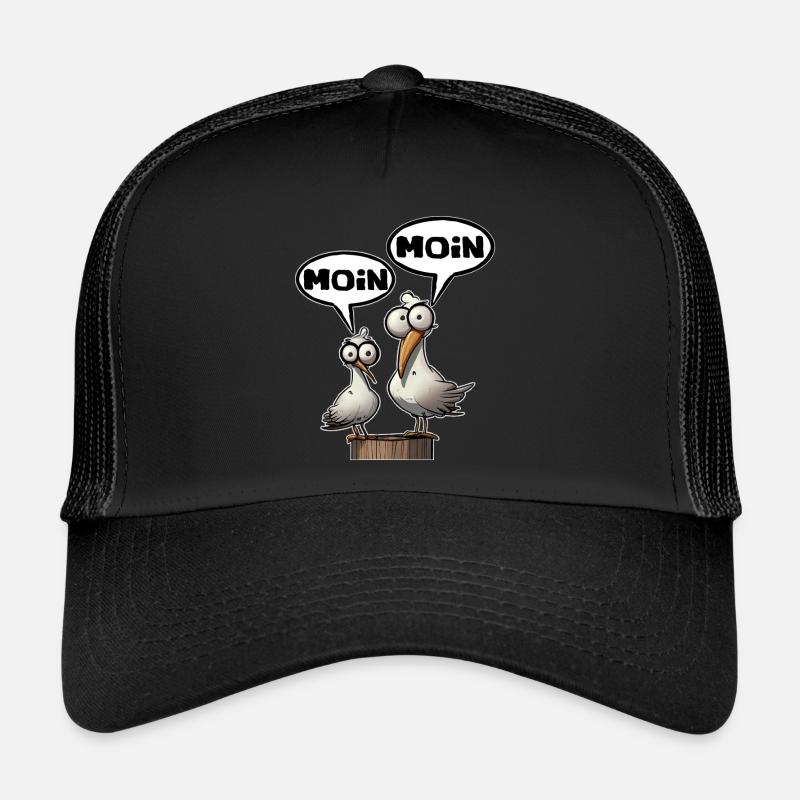 moin moin die Möwe - Moin Shirt - Trucker Cap - Schwarz/Schwarz