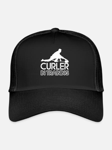 Curling Curler in Training - Trucker Cap - black/black - Front