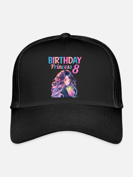 Anime Mandga Boba Bubble Tea 8ème anniversaire - Casquette trucker  - noir/noir - Devant
