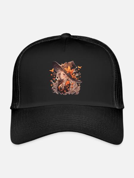 Witch Witch Witch Halloween Witch Outfit - Trucker Cap - black/black - Front
