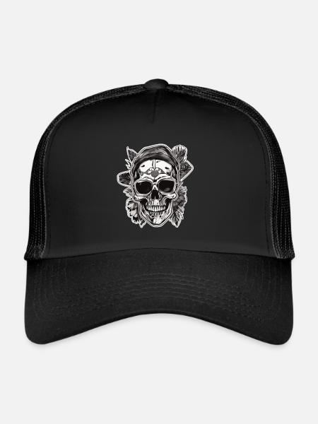 Totenkopf Totenschädel crânes crânes - Casquette trucker  - noir/noir - Devant