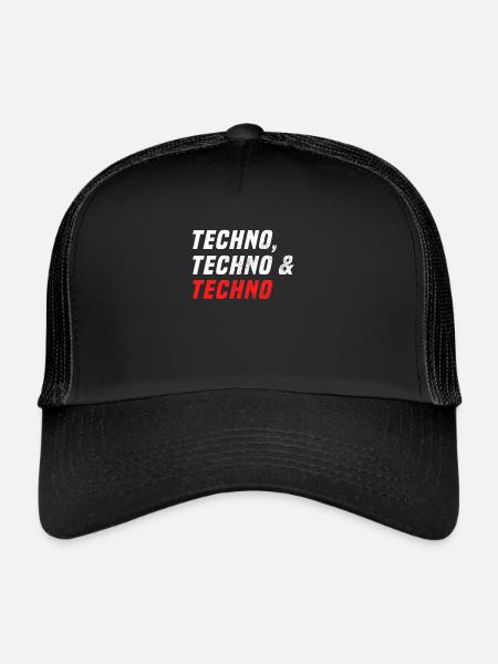 Techno Techno Techno - Trucker Cap - Schwarz/Schwarz - Vorne