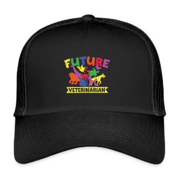 Tierarzt Kinder Veterinär Tiermedizin - Trucker Cap - Schwarz/Schwarz - Vorne