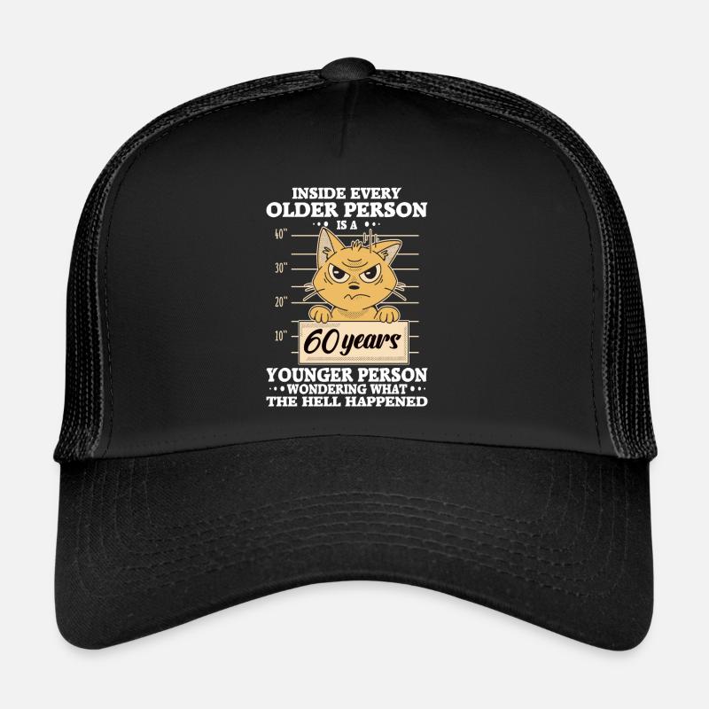 Chat stressé d’anniversaire de 60 ans Casquette trucker 
