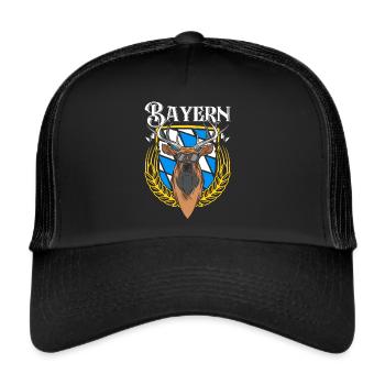Bayern Shirt München Bayerische Flagge Bayer - Trucker Cap - Schwarz/Schwarz - Vorne