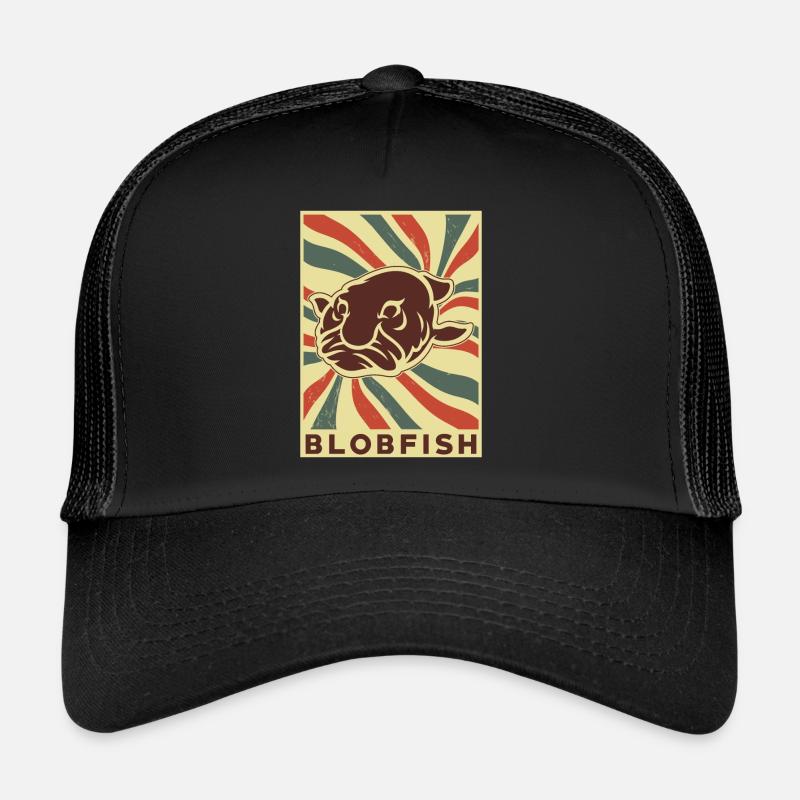 Blobfish Retro Vintage - Trucker Cap - Schwarz/Schwarz