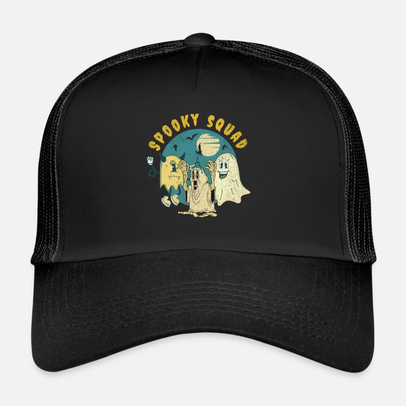 Spooky Squad Halloween Retro Maskottchen - Trucker Cap - Schwarz/Schwarz