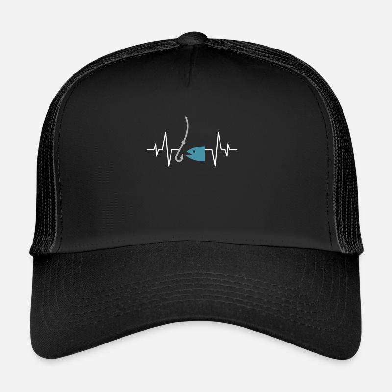 Angeln Herzschlag - Trucker Cap - Schwarz/Schwarz