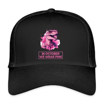 Cancer Du Sein Octobre Rose Dinosaure - Casquette trucker  - noir/noir - Devant
