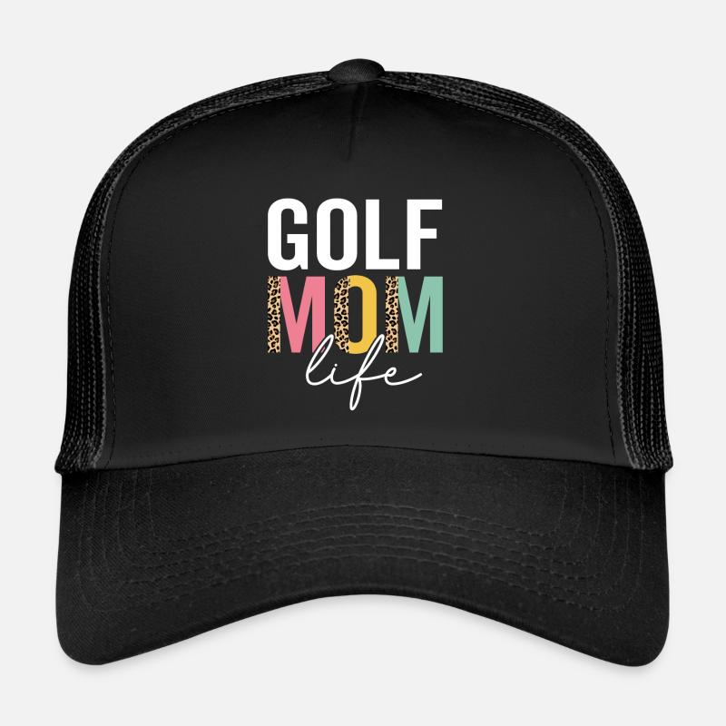 Golf Mom Life Funny Mom Leopard Golf Mama Cheetah Trucker Cap