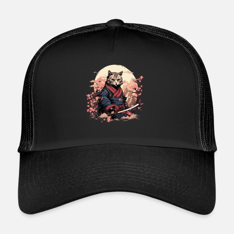 Ninja Cat Samurai Artwork Trucker Cap