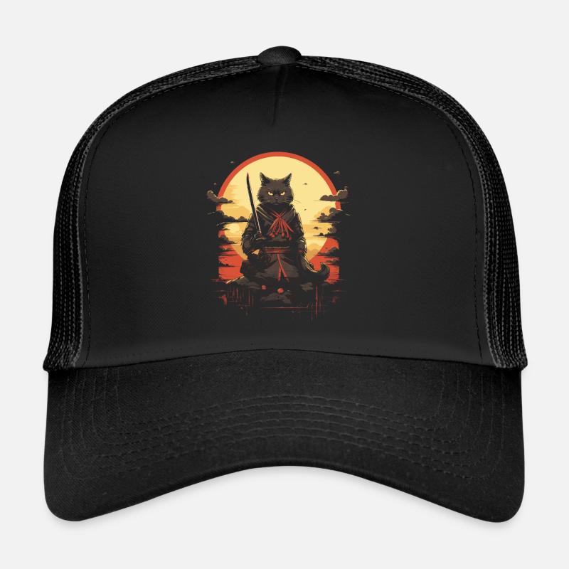 Japanese Cat Warrior Trucker Cap