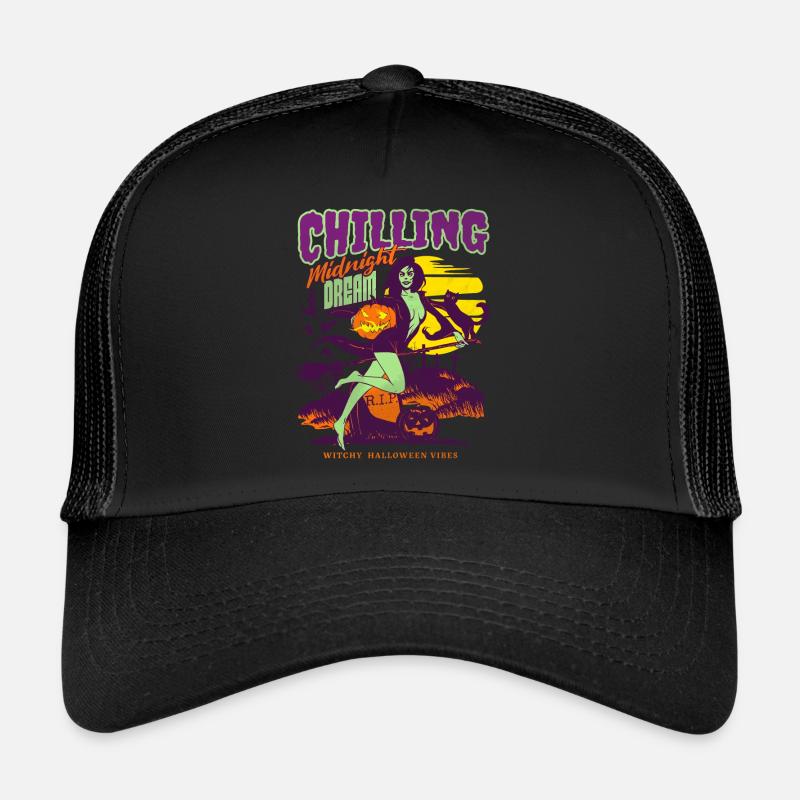Halloween Hexe Classic Comic - Trucker Cap - Schwarz/Schwarz