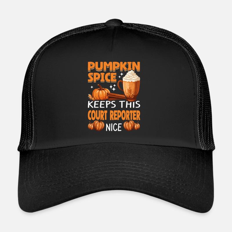 Cool Pumpkin Spice garde ce journaliste de cour agréable - Casquette trucker  - noir/noir