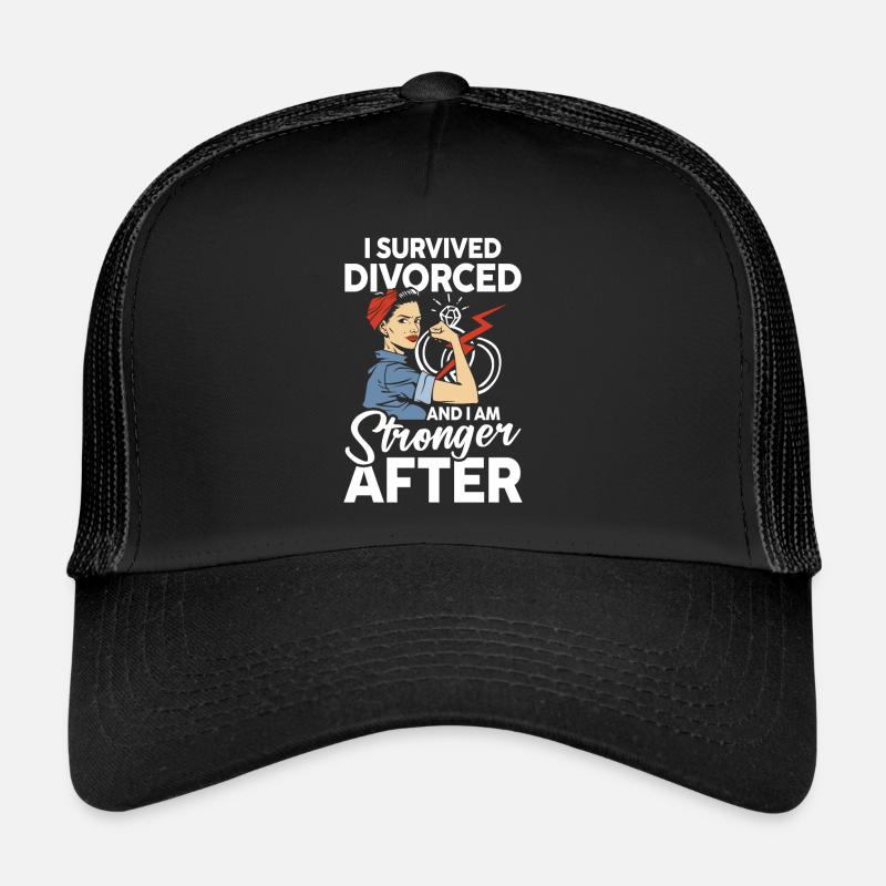 I Survived Divorced And I Am Stronger After - Trucker Cap - Schwarz/Schwarz
