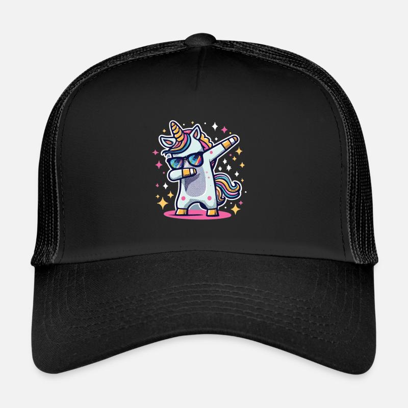 Dab Dabbing Unicorn Dabbendes Einhorn Tanz - Trucker Cap - Schwarz/Schwarz