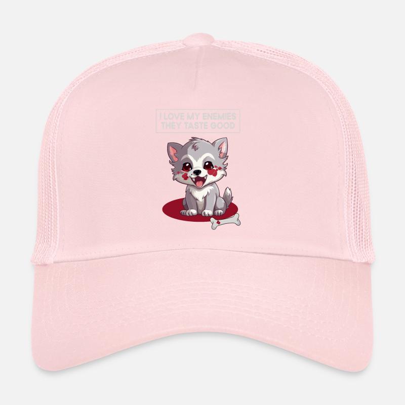 I love my enemies humor sarcasm wolf Trucker Cap